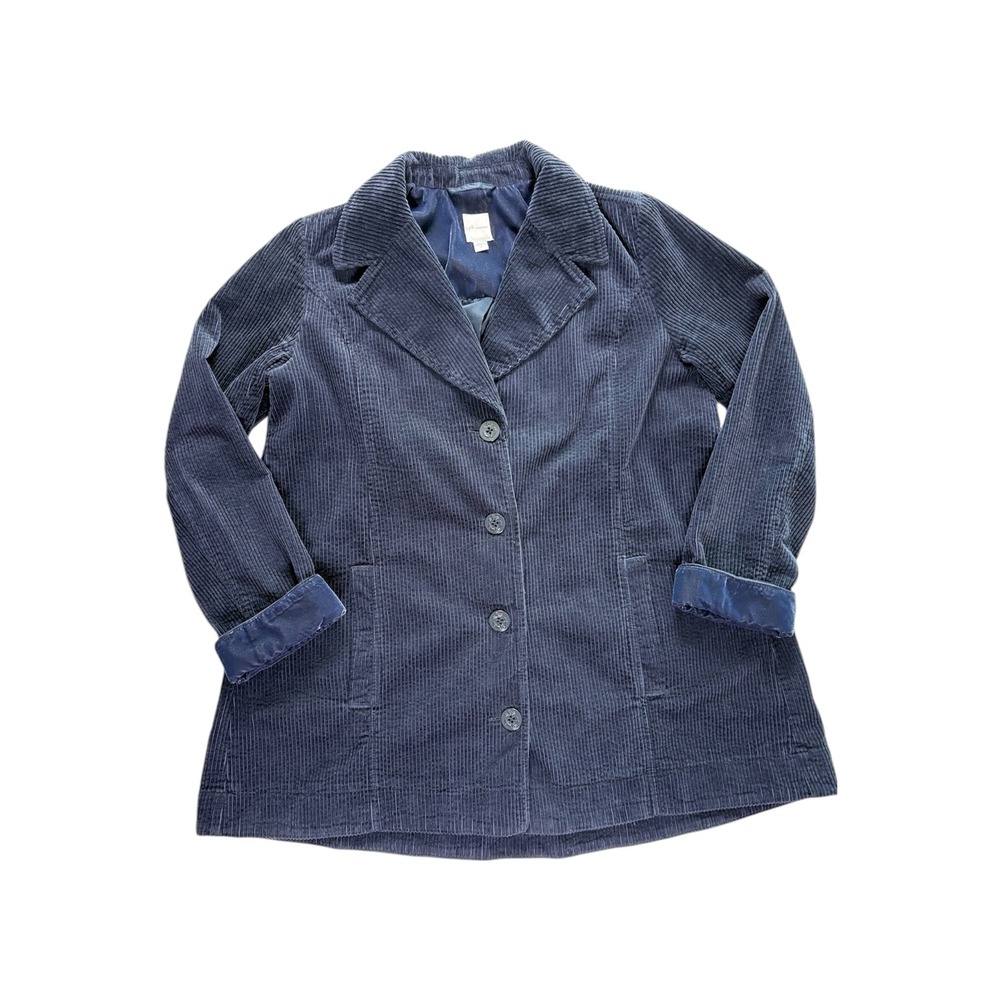 J Jill Corduroy Chore Jacket S Wide Wale Velvet Trim Coastal Boho Luxe Timeless - Picture 2 of 9